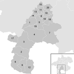 Poloha obce Gmunden (okres) v okrese Gmunden (klikacia mapa)