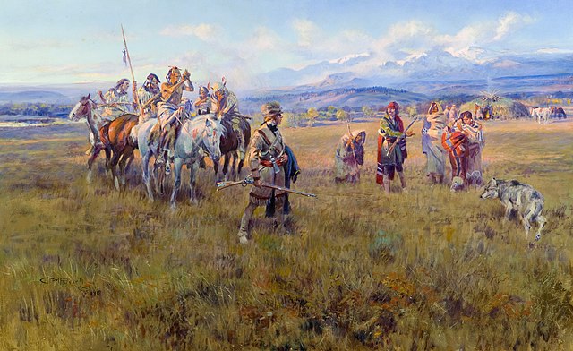 Lewis and Clark reach the Shoshone camp led by Sacagawea.