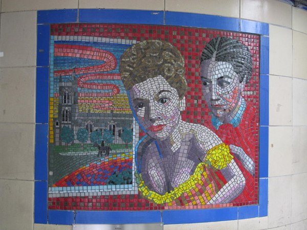 Rebecca mosaic commissioned in 2001 in the London Underground