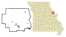 Lincoln County Missouri Incorporated and Unincorporated areas Moscow Mills Highlighted.svg