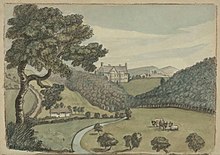 A watercolour painting of Llandough Castle by Charles Byrne in 1789 Llandough Castle from the North (1205512).jpg