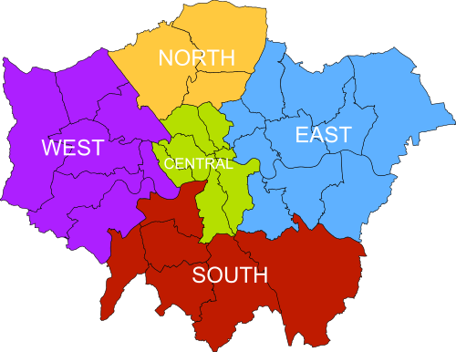 The sub-region extends from Watling Street to the Lea, but excludes more central areas of north London.