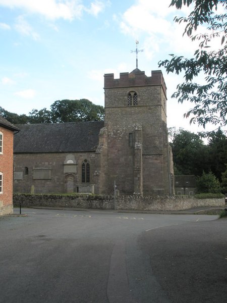 File:Looking from the village hall across to the parish church at Diddlebury - geograph.org.uk - 1443612.jpg
