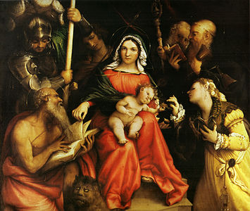 Lorenzo Lotto, La Virgen y el Niño entre santos