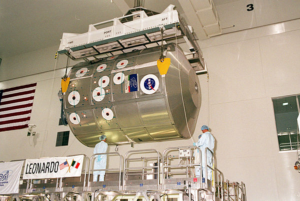 Leonardo being prepared for flight on STS-105