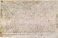 Fotografia de la Magna Carta escricha sus un pergamin dau sègle XIII