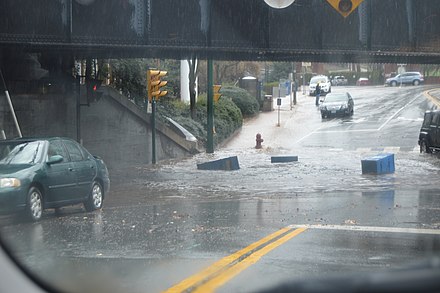 Flash flood in Charlottesville, Virginia, United States.
