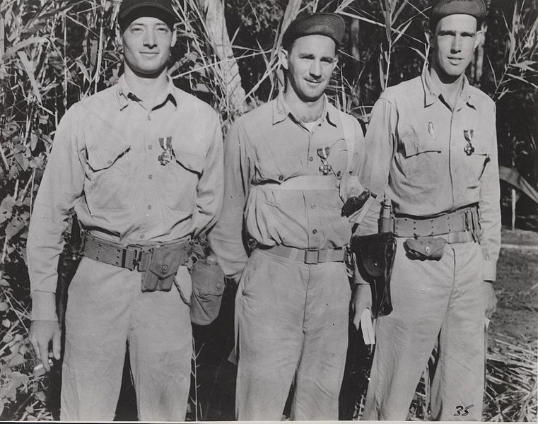 File:Major Smith, Major Galer, and Captain Carl, Guadalcanal, 1942 (5912343331).jpg