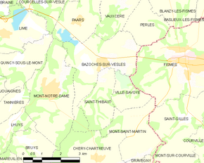 Poziția localității Bazoches-sur-Vesles