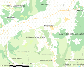 Mapa obce Thézan-des-Corbières
