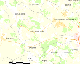 Mapa obce Nieul-lès-Saintes