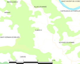 Mapa obce Cladech
