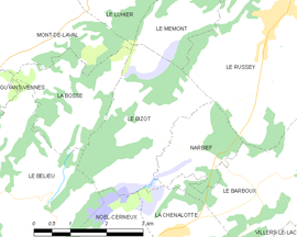 Mapa obce Le Bizot
