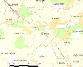 Mapa obce Hallines