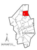 Map of Columbia County, Pennsylvania highlighting Benton Township