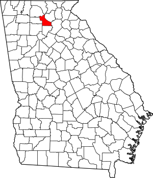 Map of Georgia highlighting Dawson County