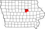 Mapa del estado que destaca el condado de Grundy