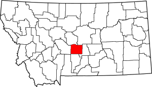 Map of Montana highlighting Wheatland County