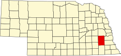 Map of Lancaster County within Nebraska