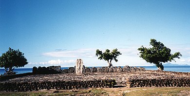 Taputapuatea, an ancient marae constructed of stone on Ra'iatea in the Society Islands. Marae, Raiatea 2.jpg