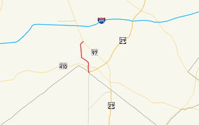 O hartă a Silver Spring, Maryland, care prezintă drumuri importante.  Maryland Route 390 rulează de pe strada 16th în Washington, DC spre nord, până la MD 97.