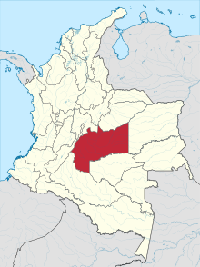 Розташування департамента Мета на мапі Колумбії
