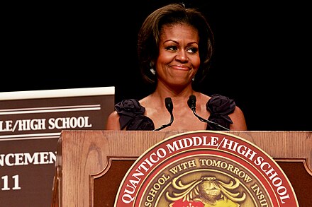 Michelle Obama, première première dame afro-américaine (2009-2017).