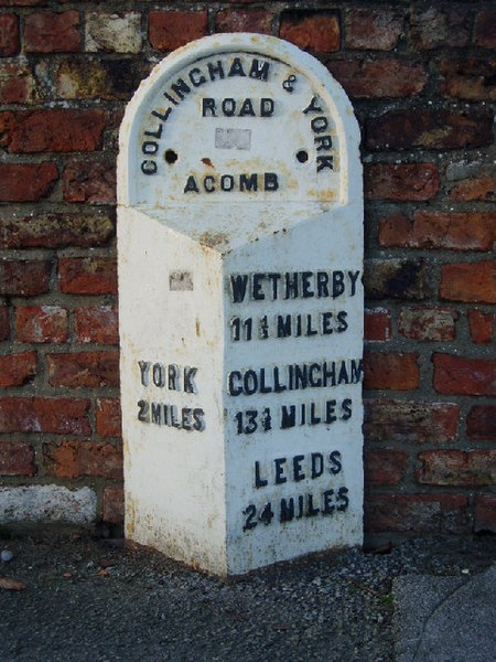 File:Milepost in York Road, Acomb - geograph.org.uk - 124503.jpg