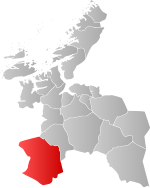 Mapa do condado de Sogn og Fjordane com Oppdal em destaque.
