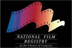 Four-color National Film Registry logo on black background