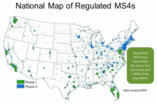 Map of municipal separate storm sewer systems National Map of Regulated MS4s 2009.png