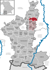 Poziția Oberostendorf pe harta districtului Ostallgäu