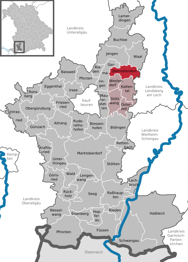 Poziția  Oberostendorf pe harta districtului Ostallgäu