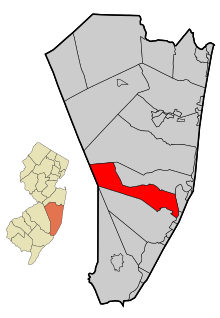 Ocean County New Jersey Incorporated and Unincorporated areas Barnegat Highlighted.svg