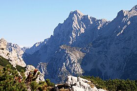 Uitzicht op de noordwestelijke helling van Ojstrica vanaf de Mrzla gora.