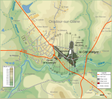 Carte montrant le village ancien et moderne.