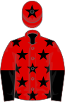 Red, black stars, halved sleeves, red cap, black star