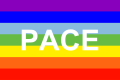 La Bandiera della pace. I colori sono al contrario rispetto a come appaiono in cielo nell'arcobaleno.