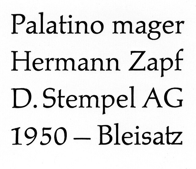 Palatino in letterpress