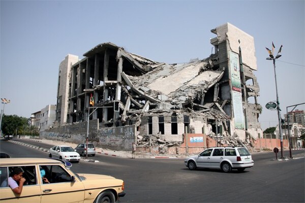 The destroyed Palestinian Legislative Council building in Gaza City in September 2009.