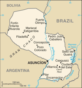 Kart over Republikken Paraguay