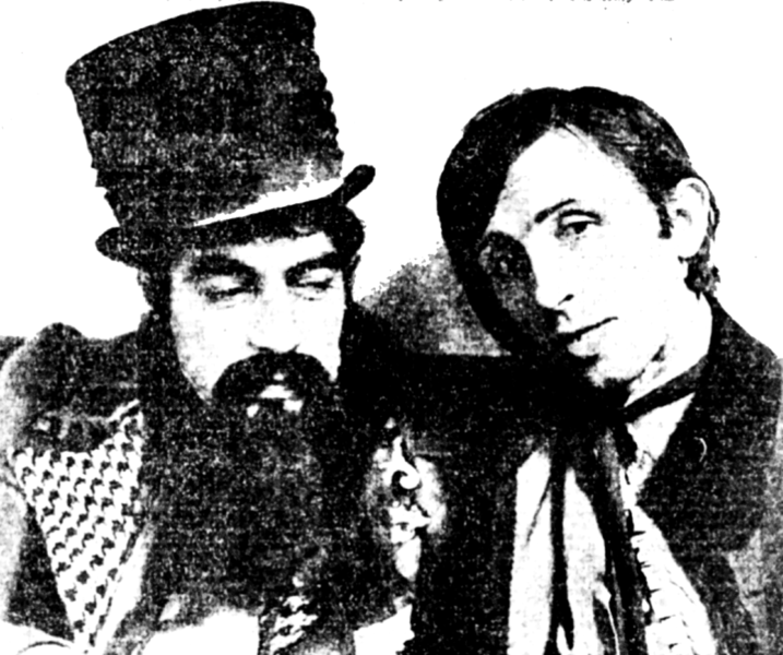 File:Paul Sava and Virgil Ogășanu (Khlestakov) in Pintilie's Revizorul, Bulandra, May 1972.png