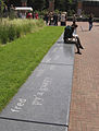 Bench with words for "peace" in front of the Peace Palace at the Carnegieplein, The Hague.   This file was uploaded with Commonist.