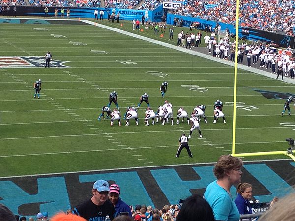 The Broncos on offense against the Carolina Panthers in week 10