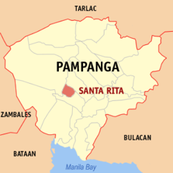 Map of Pampanga with Santa Rita highlighted