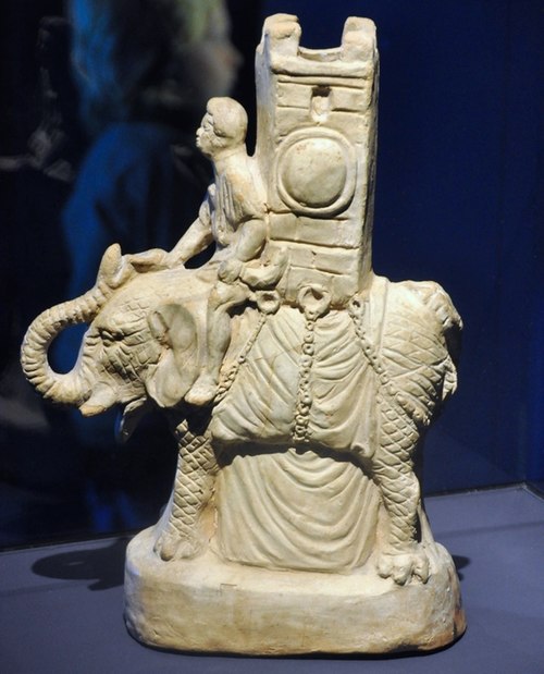 War elephant with turret. Statuette from Pompeii in National Archaeological Museum, Naples