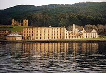 Port Arthur, located 111 km south-east of Hobart was the colony's place of secondary punishment PortArthur main lowres.JPG