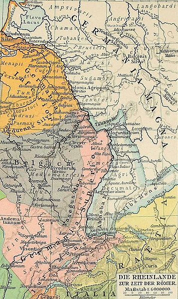 Roman and barbarian parts of the Rhineland