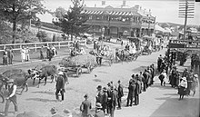 Parade for centenary celebrations near Club Hotel on corner of Queen and Cordeaux Streets, Campbelltown, Sydney, 1920 Queen and Cordeaux Streets, Campbelltown, Sydney, 1920.jpg