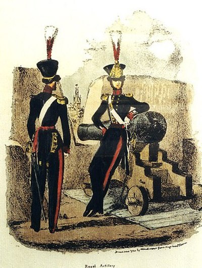 Royal Artillery Officers uniform, 1825